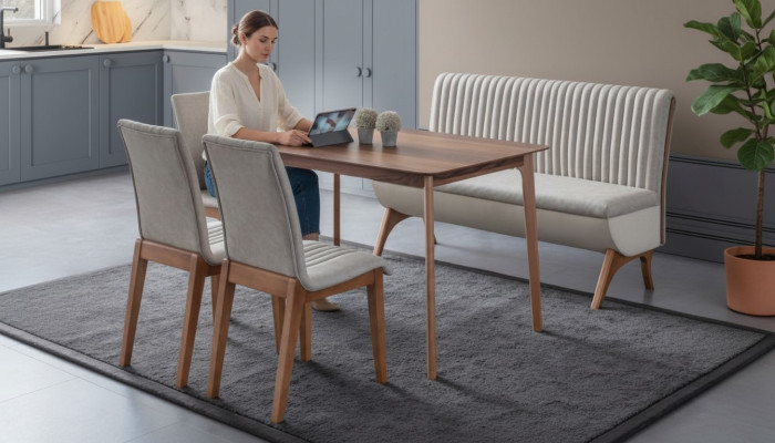 Moderne Weiße Esszimmer Garnitur Designer Esstisch 2x Stühle Bank 4tlg