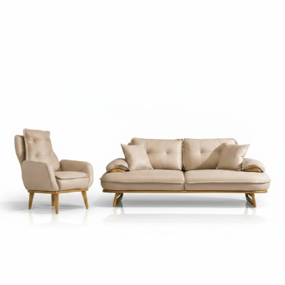 Moderne Couchgarnitur Designer 3-Sitzer Luxus Polster Sessel 3+1 Set