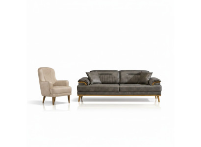 Moderne Wohnzimmer Stoffsofas Exklusive Couchgarnitur 3+1 Sitzer 2tlg