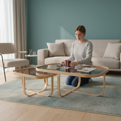 Rechteckige Couchtische Designer Wohnzimmer Tische 2x Sofatische 2tlg