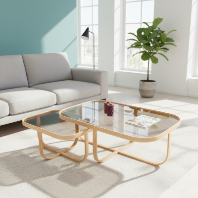 Rechteckige Couchtische Designer Wohnzimmer Tische 2x Sofatische 2tlg