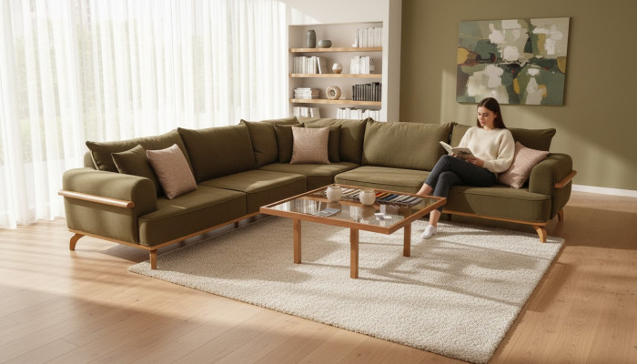 Braunes Ecksofa Luxuriöse Wohnzimmer L-Form Couch Designer Polster Möbel