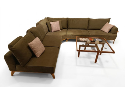 Braunes Ecksofa Luxuriöse Wohnzimmer L-Form Couch Designer Polster Möbel