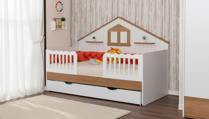 Weißer Kinder Hausbett Designer Holzbett Robuste Kinderzimmer Möbel