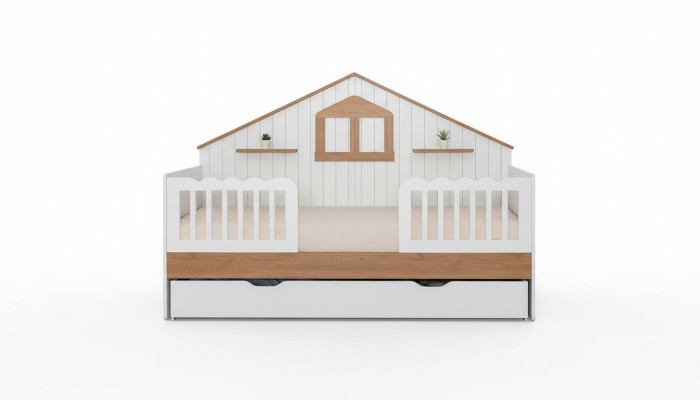 Weißer Kinder Hausbett Designer Holzbett Robuste Kinderzimmer Möbel
