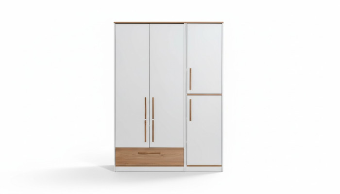 Robuster Holz Kleiderschrank Kinderzimmer Schrank 4-Türiger Schrank