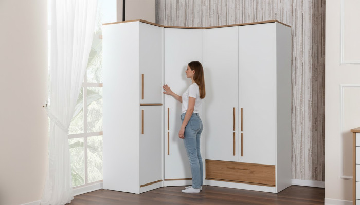 Weißer Moderner Eckkleiderschrank Kinderzimmer Möbel Edle Holzschränke
