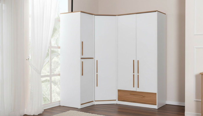 Weißer Moderner Eckkleiderschrank Kinderzimmer Möbel Edle Holzschränke