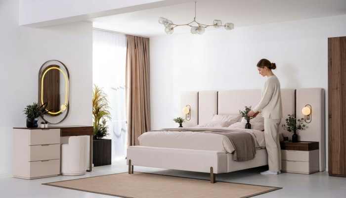 Schlafzimmer Set Luxus Komplettes Bett 2x Nachttisch Schminktisch 4tlg Neu