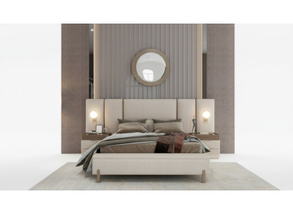 Modern Schlafzimmer Set aus Bett mit Bank und 2x Nachttische 3tlg. neu