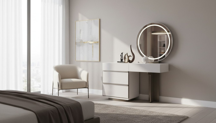Schminktisch Set Konsole Spiegel Schlafzimmer Möbel Design Hocker Set