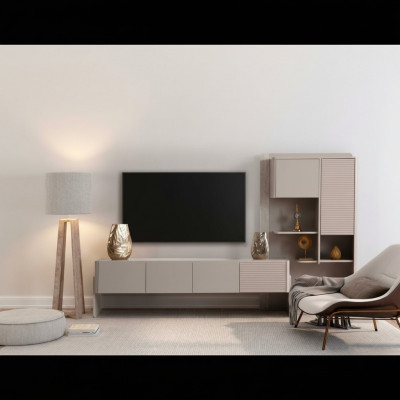 Stilvoller TV-Schrank Beiges Sideboard Luxuriöse Wohnzimmer Kommode