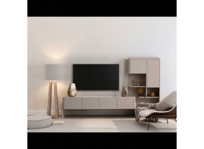 Stilvoller TV-Schrank Beiges Sideboard Luxuriöse Wohnzimmer Kommode