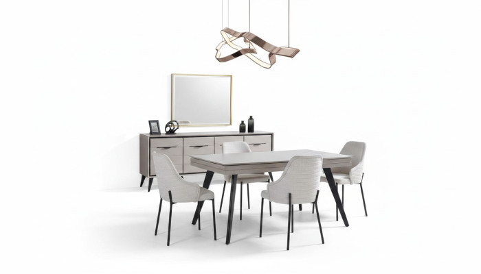 Moderne Esszimmer Holz Möbel Luxus Anrichte Spiegel Esstisch 6x Stühle