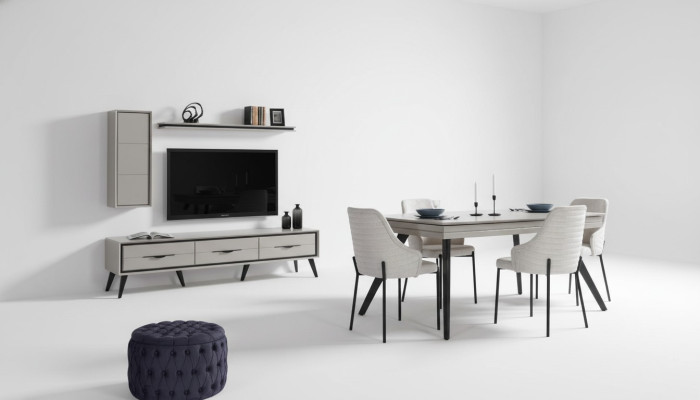 Moderne Weiße Esszimmer Garnitur Lowboard 6x Stühle Esstisch Regal 10tlg