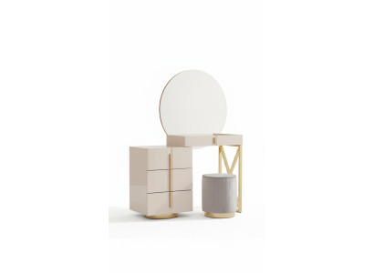 Beiger Schminktisch Edelstahl Möbel Schlafzimmer Sitzhocker 2tlg Set