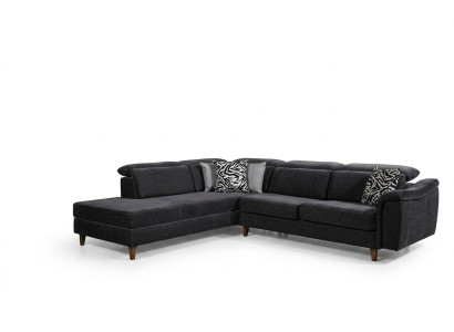  Schwarzes Polster Ecksofa L-Form Couch Wohnzimmer Wohnlandschaft Neu