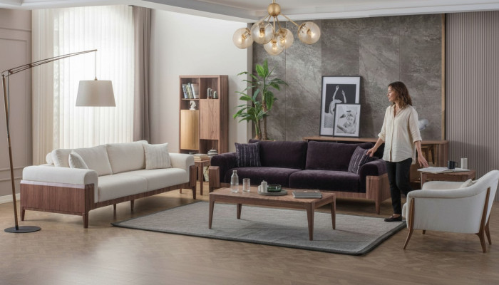 Mehrfarbige Sofagarnitur Designer Weißer 3-Sitzer Luxus Polstersessel