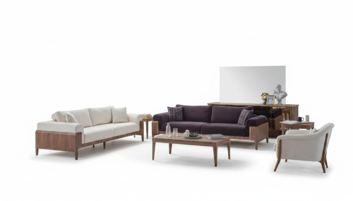 Mehrfarbige Sofagarnitur Designer Weißer 3-Sitzer Luxus Polstersessel