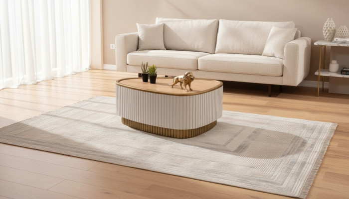 Dreieckiger Couchtisch Weiß-Braune Wohnzimmer Couchtische Holztische