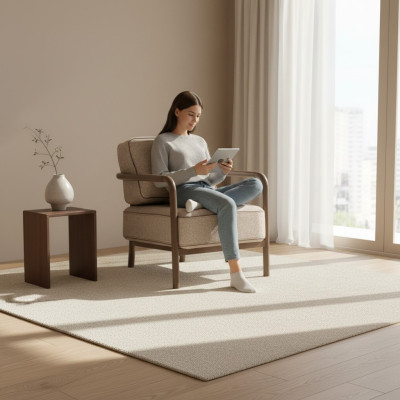 Moderner Beiger Sessel Einsitzer Designer Wohnzimmer Armlehnensessel