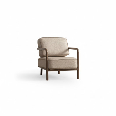Moderner Beiger Sessel Einsitzer Designer Wohnzimmer Armlehnensessel