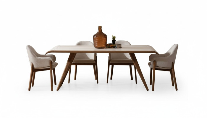 Brauner Exklusiver Esszimmer Set Esstisch 6x Stühle Polsterstühle 7tlg