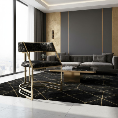 Schwarzer Edelstahlstuhl Moderne Esszimmer Möbel Polsterstuhl Stühle