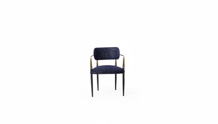 Moderner Blauer Stuhl Edelstahlgestell Textil Einsitzer Esszimmer Möbel