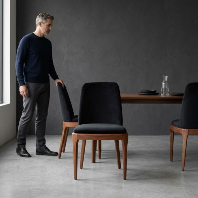 Schwarz-Brauner Polsterstuhl Designer Esszimmer Möbel Einsitzer Stuhl