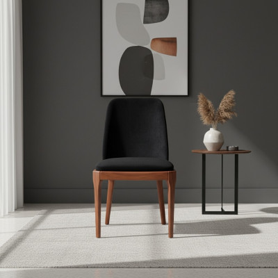 Schwarz-Brauner Polsterstuhl Designer Esszimmer Möbel Einsitzer Stuhl