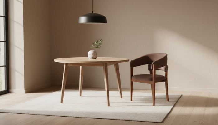 Brauner Designer Stuhl Esszimmerstühle Textilstuhl Designer Holzfüße