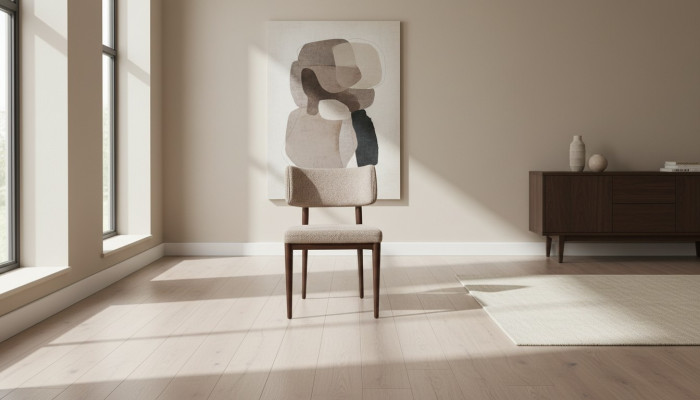 Designer Beiger Textilstuhl Esszimmer Braue Holzfüße Designer Möbel