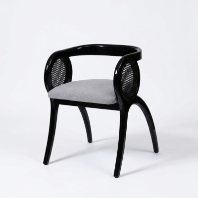Grau-Schwarzer Designer Stuhl Luxuriöser Einsitzer Esszimmer Stühle