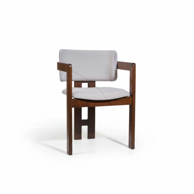 Weiß-Brauner Esszimmerstuhl Designer Polsterstuhl Moderner Einsitzer