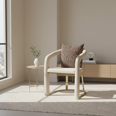 Beiger Designer Stuhl Luxus Holzrahmen Designer Esszimmer Holz Stühle
