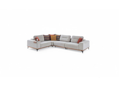 Weißes Ecksofa Moderne L-Form Couch Wohnzimmer Polstersofas Holzgestell