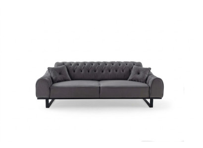 Grauer Chesterfield 3-Sitzer Edler Dreisitzer Designer Wohnzimmer Couch