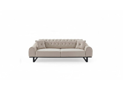 Exklusiver Beiger 3-Sitzer Wohnzimmer Sofas Designer Luxus Couchen Neu