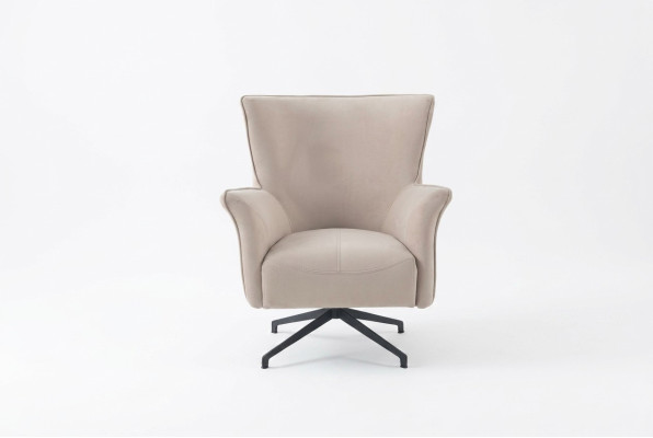 Beiger Wohnzimmer Einsitzer Designer Relax Polster Sessel Metallfüße
