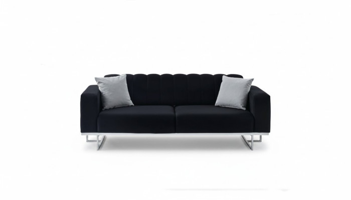 Schwarzer Luxus 3-Sitzer Moderne Wohnzimmer 3-er Polster Couchen Neu