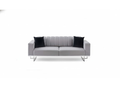 Hellgrauer Polster Dreisitzer Luxus Sofas Wohnzimmer Stilvolle Couchen