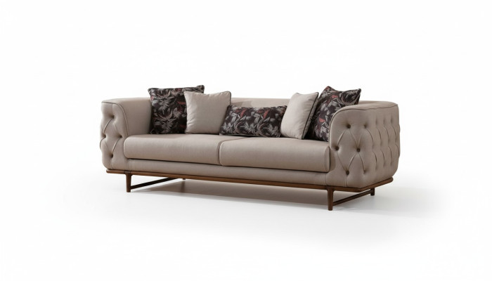 Hellbeiger Chesterfield Dreisitzer Luxuriöser 3-Sitzer Edle Polster Sofas