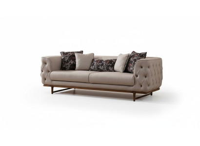Hellbeiger Chesterfield Dreisitzer Luxuriöser 3-Sitzer Edle Polster Sofas