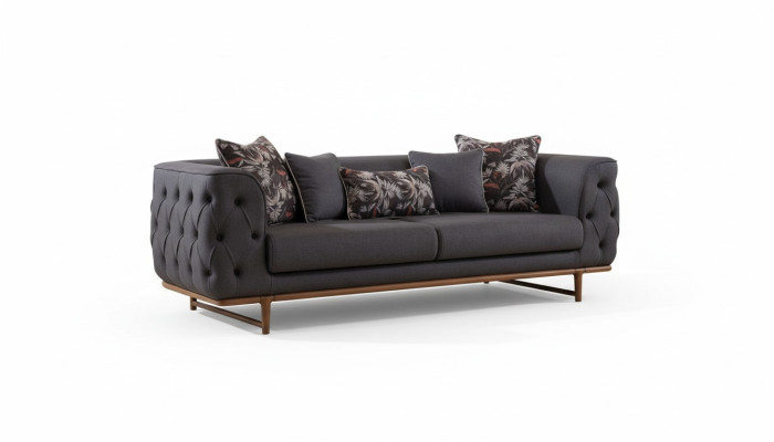 Schwarzes Chesterfield Sofa Designer Bettfunktion Wohnzimmer 3-Sitzer