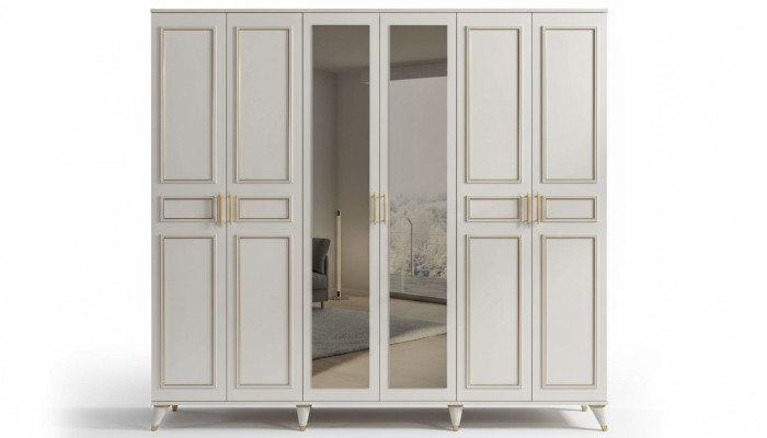 Weißer Kleiderschrank Glasschrank Schlafzimmer Designer Holz Möbel Neu