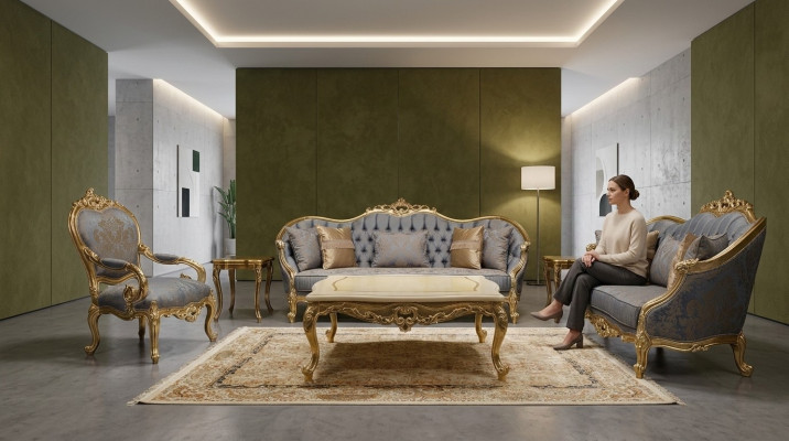 Klassische Graue Wohnzimmer Sofas Chesterfield Couchen Dreisitzer Sessel