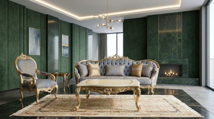 Klassische Graue Wohnzimmer Sofas Chesterfield Couchen Dreisitzer Sessel