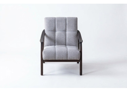 Designer Grauer Sessel Wohnzimmer Sitzmöbel Luxuriöses Holzgestell Neu