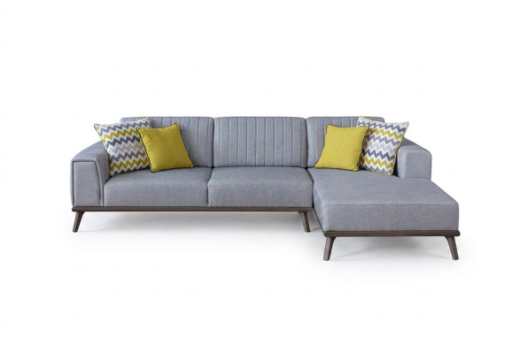 Graues L-Form Ecksofa Wohnzimmer Wohnlandschaft Polster Sofas Couchen